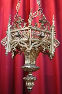 Sanctuary Lamp. Removable Arms ! style Gothic - style en Bronze / Gilt, France 19th century