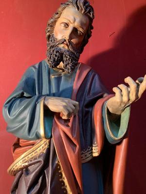 Sculpture  Apostle   style Gothic - style en Wood Polychrome, Italy 19 th century