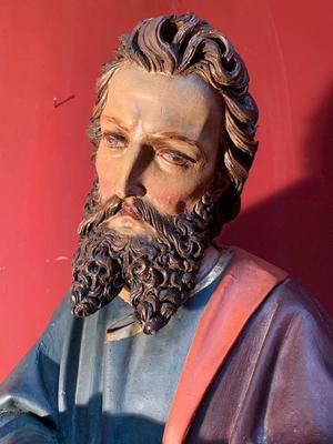 Sculpture  Apostle   style Gothic - style en Wood Polychrome, Italy 19 th century