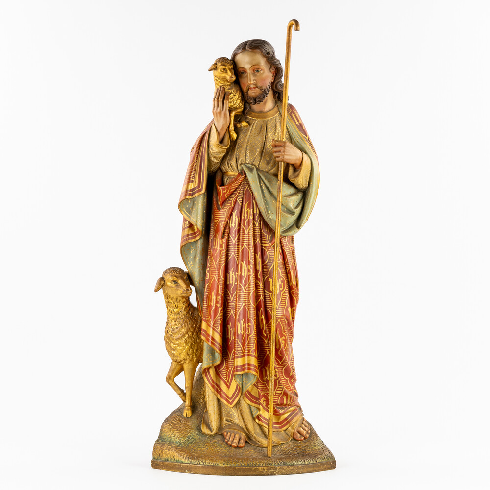1 Gothic - Style Sculpture Of Jesus 'The Good Shepherd