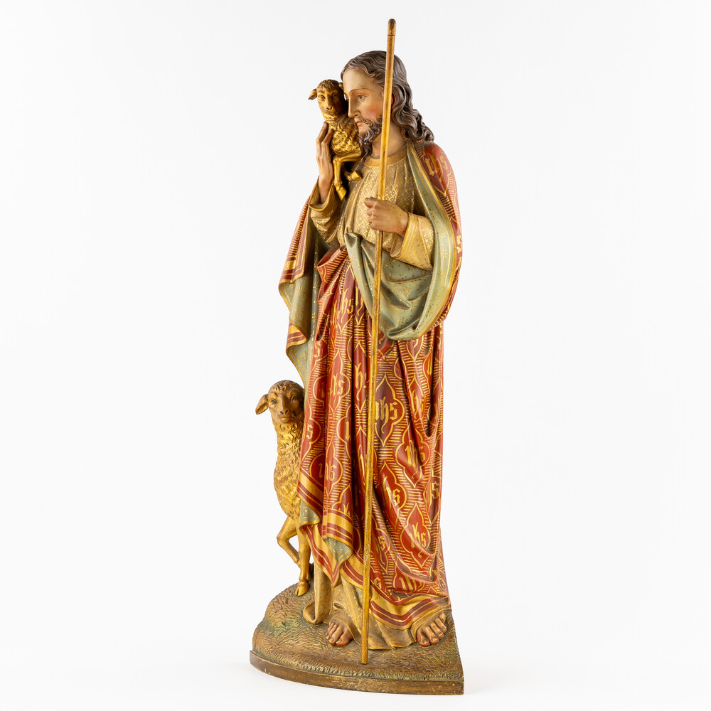 1 Gothic - Style Sculpture Of Jesus 'The Good Shepherd