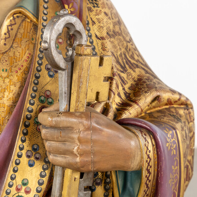 Sculpture St. Peter style Gothic - Style en Hand - Carved Wood , Belgium  19 th century