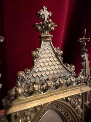 Small Home Altar Imagination St. Mary style Gothic - Style en Bronze /  Porcelain, Italy  19 th century ( Anno 1865 )