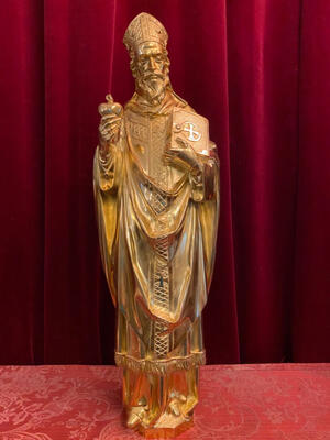 St. Augustine Statue style Gothic - style en Bronze / Polished and Varnished, Belgium  19 th century ( Anno 1865 )
