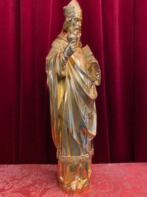 St. Augustine Statue style Gothic - style en Bronze / Polished and Varnished, Belgium  19 th century ( Anno 1865 )