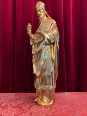 St. Augustine Statue style Gothic - style en Bronze / Polished and Varnished, Belgium  19 th century ( Anno 1865 )