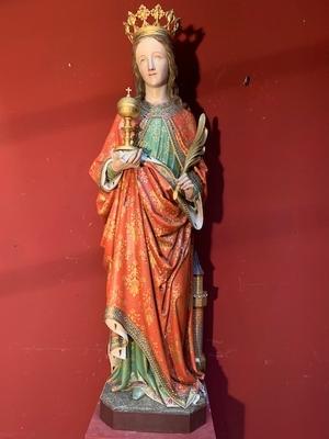 St. Barbara  style Gothic - style en wood polychrome, Belgium 19th century ( anno 1875 )