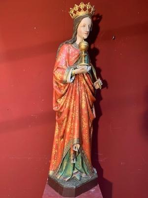 St. Barbara  style Gothic - style en wood polychrome, Belgium 19th century ( anno 1875 )