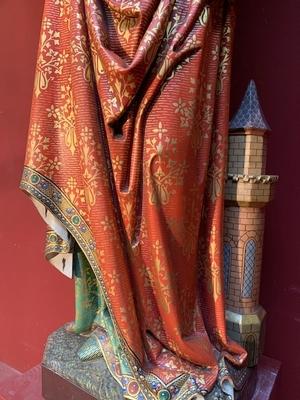 St. Barbara  style Gothic - style en wood polychrome, Belgium 19th century ( anno 1875 )