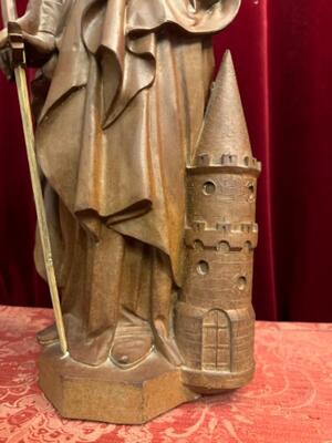 St. Barbara Statue  style Gothic - Style en Terra - Cotta , France 19 th century ( Anno 1885 )