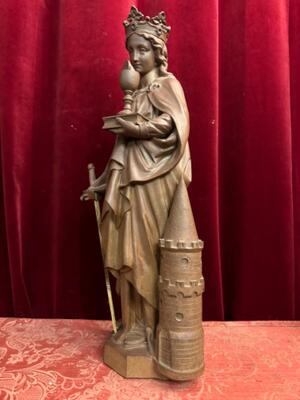 St. Barbara Statue  style Gothic - Style en Terra - Cotta , France 19 th century ( Anno 1885 )