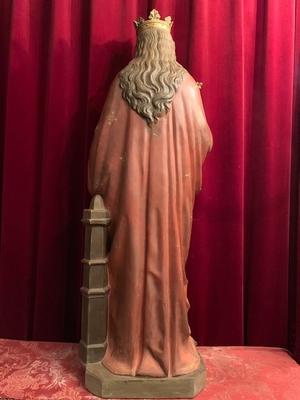 St. Barbara Statue  style Gothic - style en plaster polychrome, France 19th century ( anno 1890 )