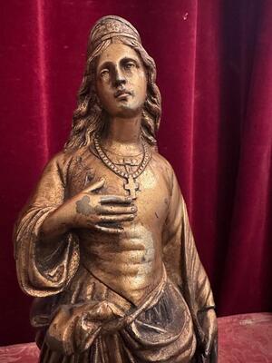 St. Barbara Statue  style Gothic - Style en Bronze, France 19 th century ( Anno 1885 )