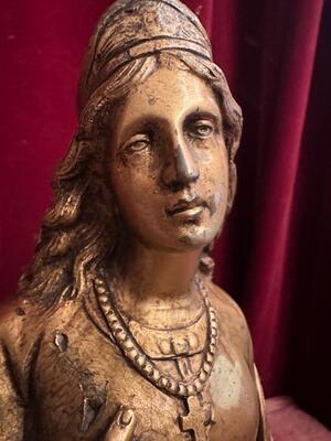 St. Barbara Statue  style Gothic - Style en Bronze, France 19 th century ( Anno 1885 )