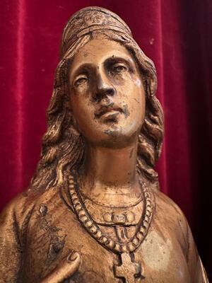 St. Barbara Statue  style Gothic - Style en Bronze, France 19 th century ( Anno 1885 )