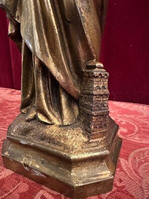 St. Barbara Statue  style Gothic - Style en Bronze, France 19 th century ( Anno 1885 )