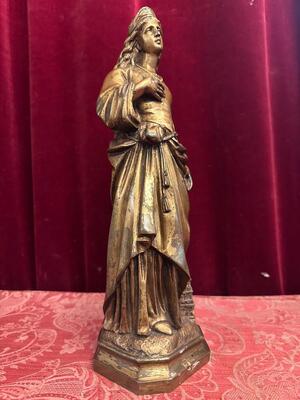 St. Barbara Statue  style Gothic - Style en Bronze, France 19 th century ( Anno 1885 )