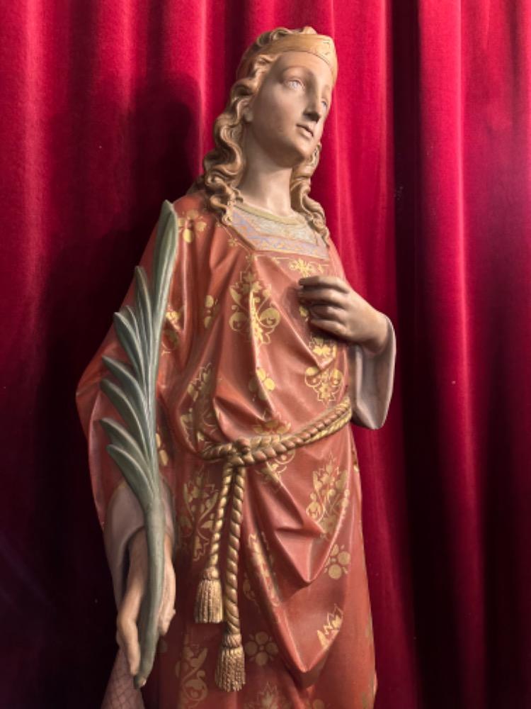 1 Gothic - Style St. Barbara Statue Signed :Billaux - Grosse - Bruxelles