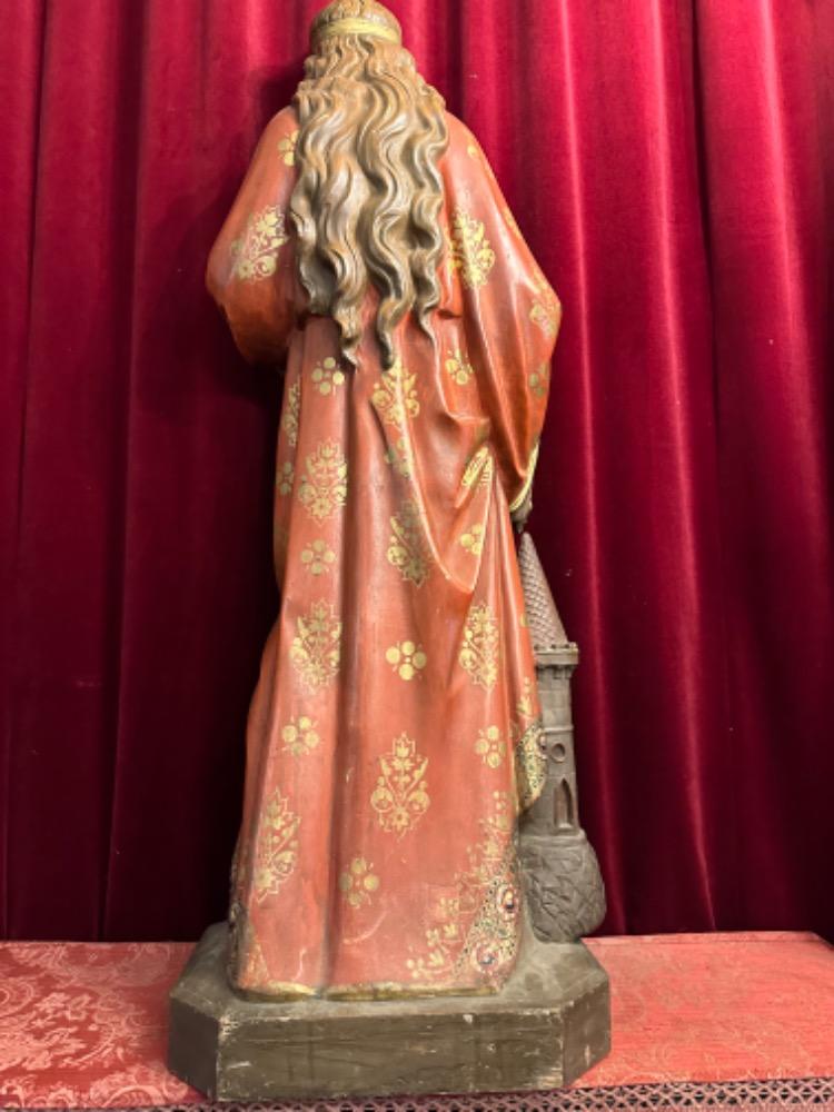 1 Gothic - Style St. Barbara Statue Signed :Billaux - Grosse - Bruxelles