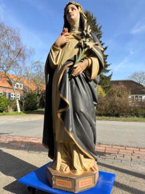 St. Catharina Of Siena style Gothic - Style en Terra - Cotta Polychrome, France 19 th century ( Anno 1865 )