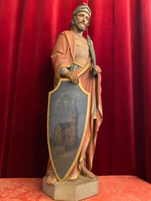 St. Donatus Statue style Gothic - style en Terra - Cotta Polychrome, France 19 th century ( Anno 1885 )