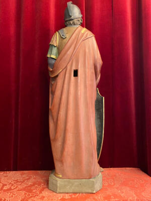 St. Donatus Statue style Gothic - style en Terra - Cotta Polychrome, France 19 th century ( Anno 1885 )