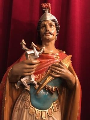 St. Donatus Statue style Gothic - style en plaster polychrome, Belgium 19th century ( anno 1890 )