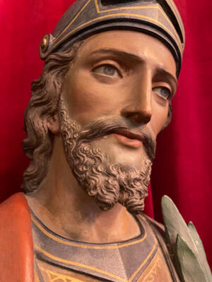 St. Donatus Statue style Gothic - style en Terra - Cotta Polychrome, France 19 th century ( Anno 1885 )