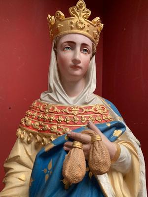 St. Elisabeth Of Hungary style Gothic - style en Terra - Cotta Polychrome, France 19 th century ( Anno 1890 )