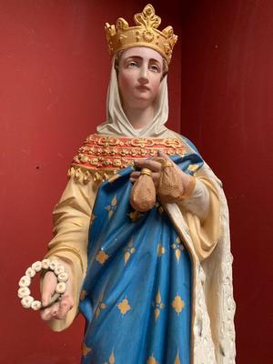 St. Elisabeth Of Hungary style Gothic - style en Terra - Cotta Polychrome, France 19 th century ( Anno 1890 )