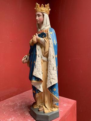 St. Elisabeth Of Hungary style Gothic - style en Terra - Cotta Polychrome, France 19 th century ( Anno 1890 )
