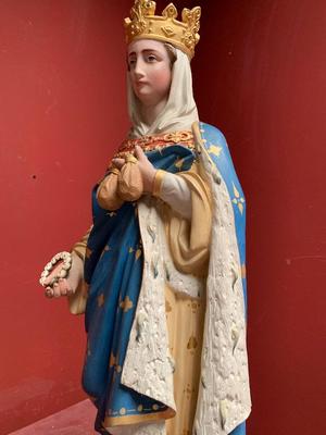 St. Elisabeth Of Hungary style Gothic - style en Terra - Cotta Polychrome, France 19 th century ( Anno 1890 )