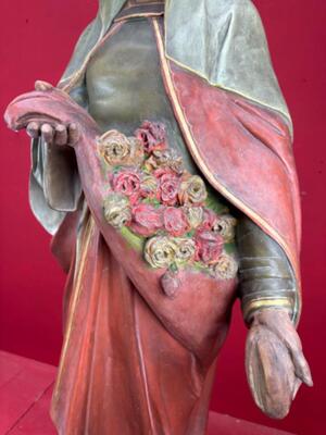 St. Elisabeth Of Hungary Statue style Gothic - Style en Plaster, Belgium  19 th century ( Anno 1885 )