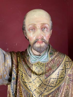 St. Ignatius Statue style Gothic - style en Terra - Cotta Polychrome, Belgium 19 th century ( Anno 1865 )