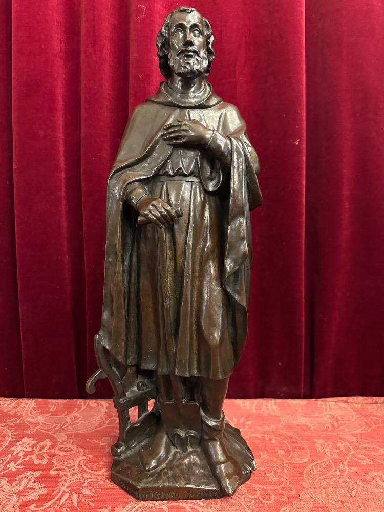 1 Gothic - Style St. Isidore Statue With The Dedication: 'De B. Boerenbond Aan J. Helleputte Zijnen Hoofddeken Den 29 April 1906'.