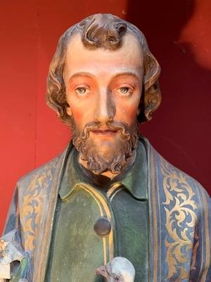 St. Joachim Statue style Gothic - style en plaster polychrome, Belgium 19th century