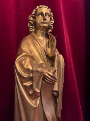 St. John Apostle Statue style Gothic - Style en Bronze Gilt, France 19 th century ( Anno 1875 )