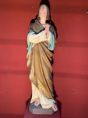 St. John Statue style Gothic - style en plaster polychrome, France 19th century