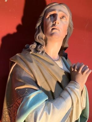 St. John Statue style Gothic - style en plaster polychrome, France 19th century