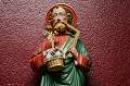 St. Joseph Statue style Gothic - Style en Plaster polychrome, Belgium  19 th century ( Anno 1867 )