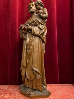 St. Joseph Statue  style Gothic - Style en Oak wood, Netherlands  19 th century ( Anno 1890 )