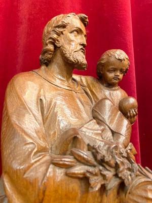 St. Joseph Statue  style Gothic - Style en Oak wood, Netherlands  19 th century ( Anno 1890 )