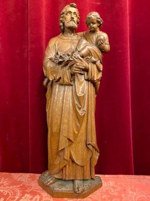 St. Joseph Statue  style Gothic - Style en Oak wood, Netherlands  19 th century ( Anno 1890 )