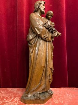 St. Joseph Statue  style Gothic - Style en Oak wood, Netherlands  19 th century ( Anno 1890 )