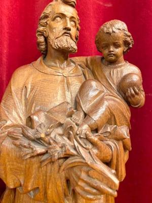 St. Joseph Statue  style Gothic - Style en Oak wood, Netherlands  19 th century ( Anno 1890 )