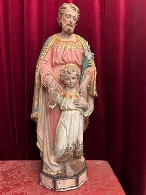 1 Gothic - Style St. Joseph With Child Statue