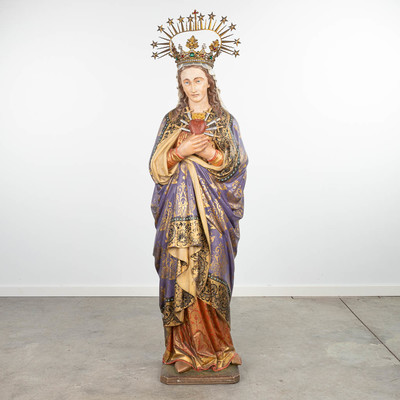 St. Mary Mater Dolorosa  style Gothic - style en Plaster polychrome, Belgium 19 th century