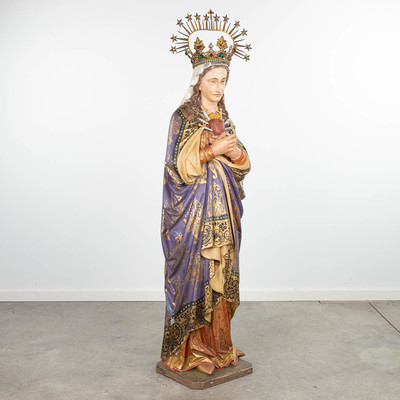 St. Mary Mater Dolorosa  style Gothic - style en Plaster polychrome, Belgium 19 th century