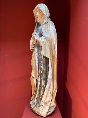 St. Mary Statue style Gothic - style en hand-carved wood polychrome, Dutch 19th century ( anno 1850 )