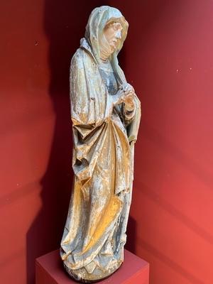 St. Mary Statue style Gothic - style en hand-carved wood polychrome, Dutch 19th century ( anno 1850 )